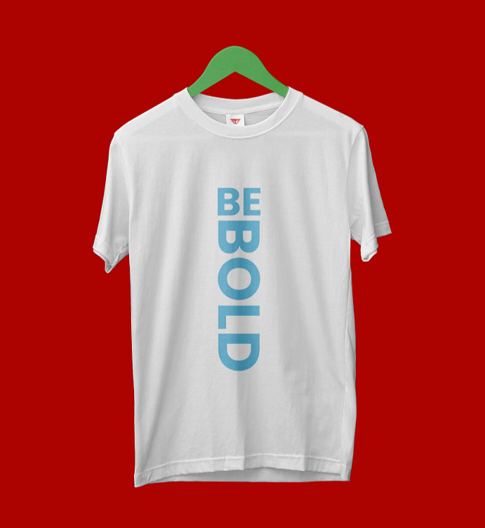 Be Bold men’s round neck white regular fit tshirt