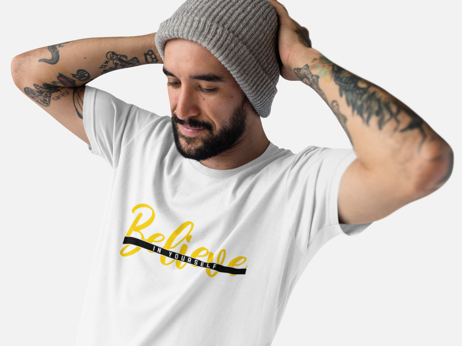 Belive In Yourself men’s round neck white tshirt