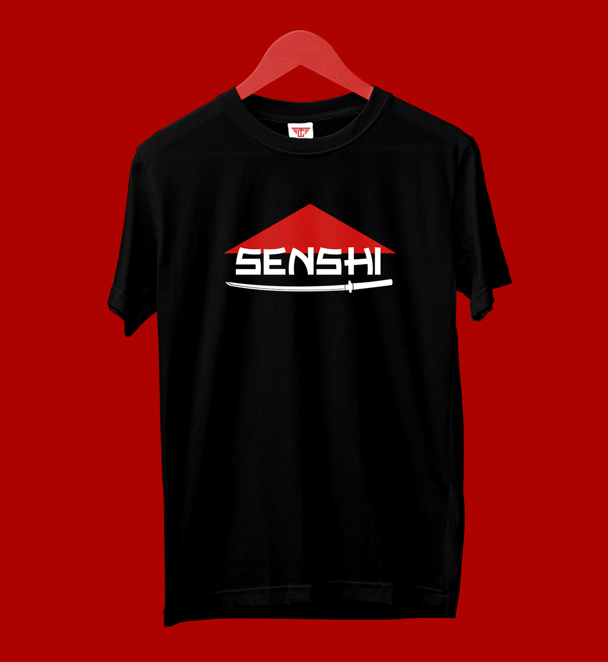 Senshi men’s round neck black regular fit tshirt