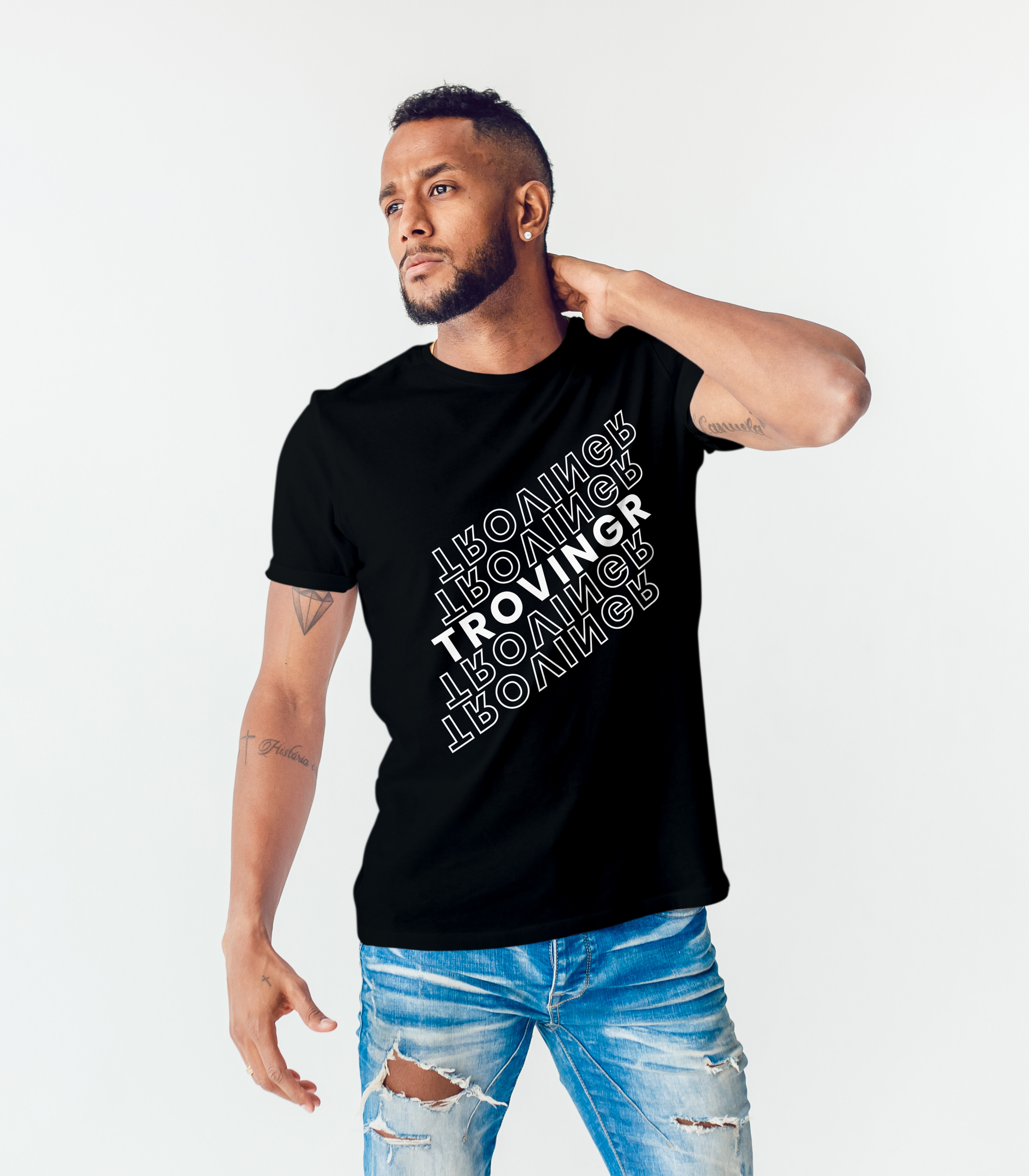 Neon Reflection men’s round neck black regular fit tshirt