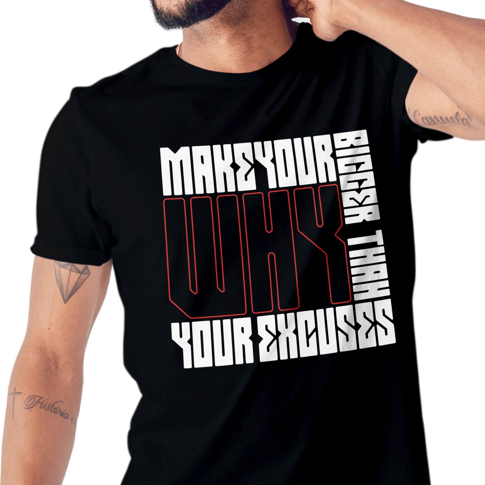 Make Your Why Bigger Than Your Excuses men’s round neck black regular fit tshirt