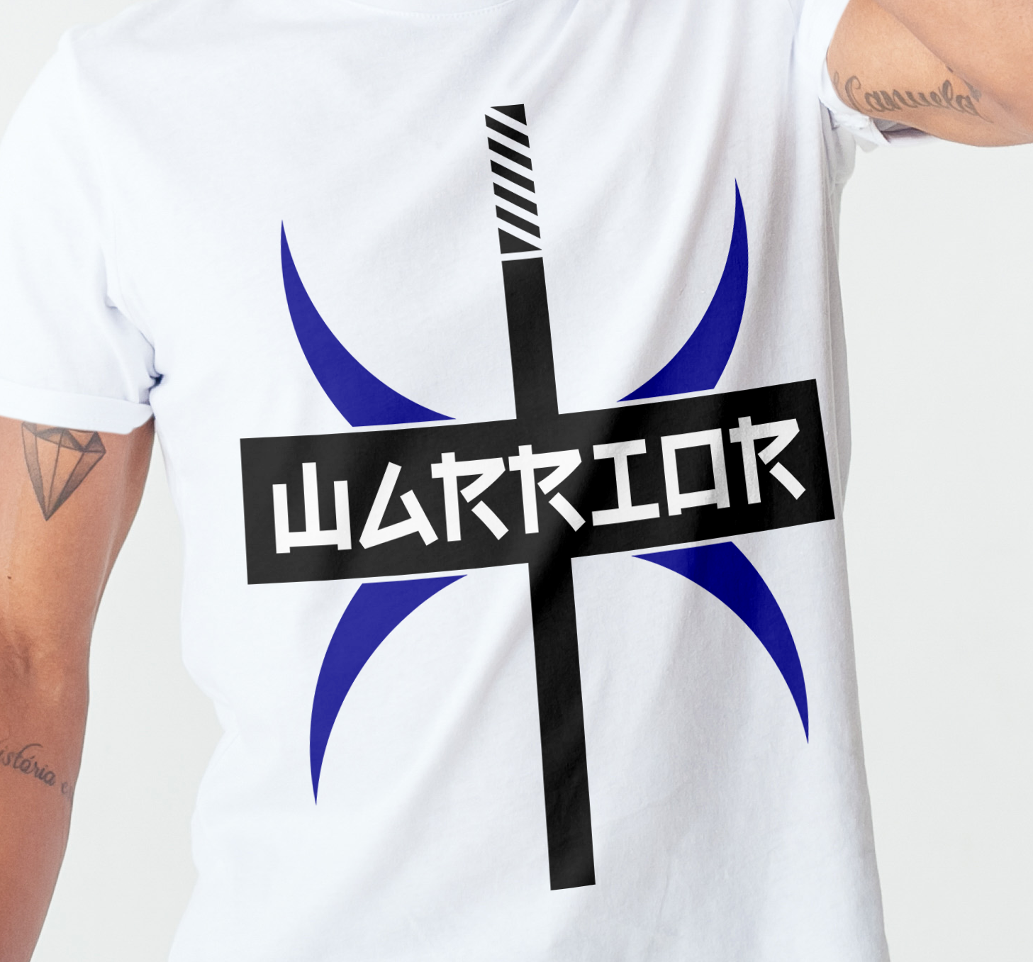Alpha Samurai Warrior men’s round neck white regular fit tshirt