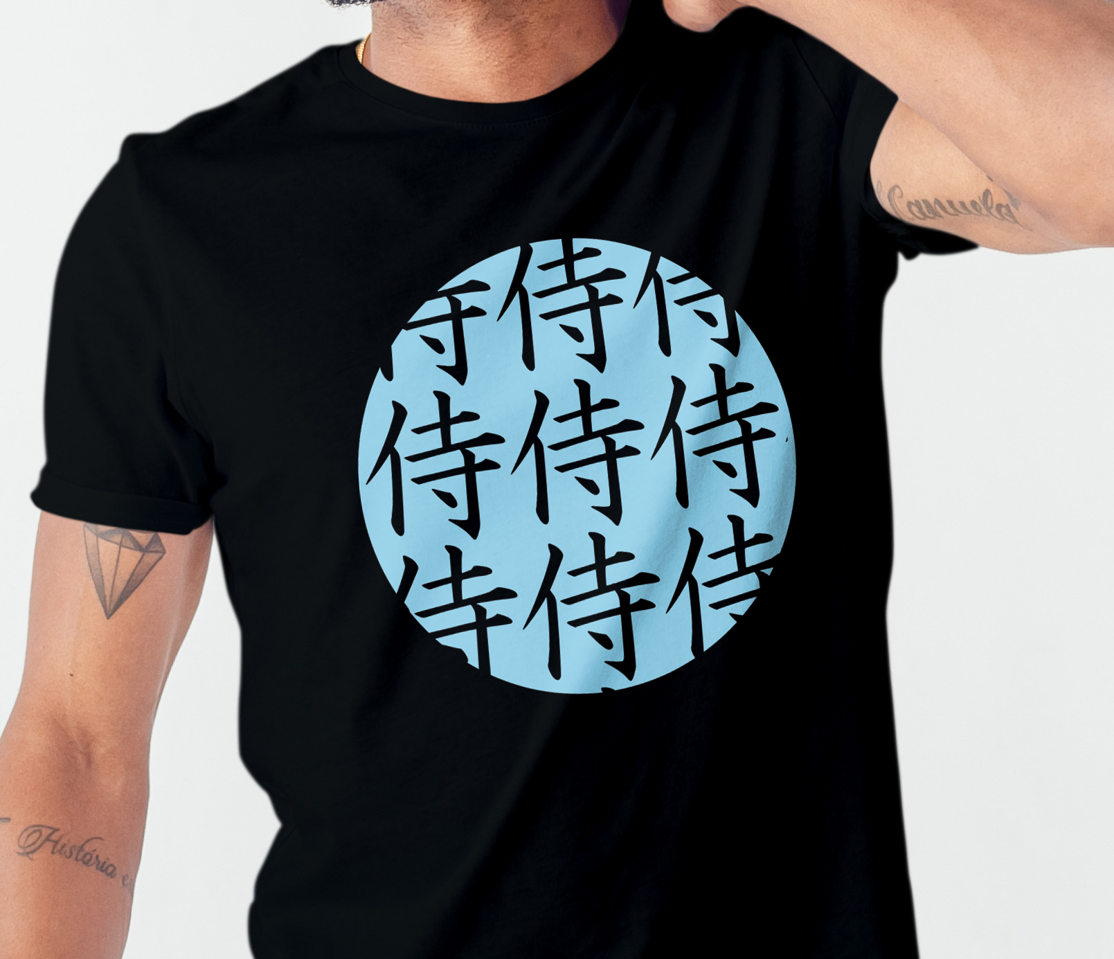 Blue Samurai men’s round neck black regular fit tshirt