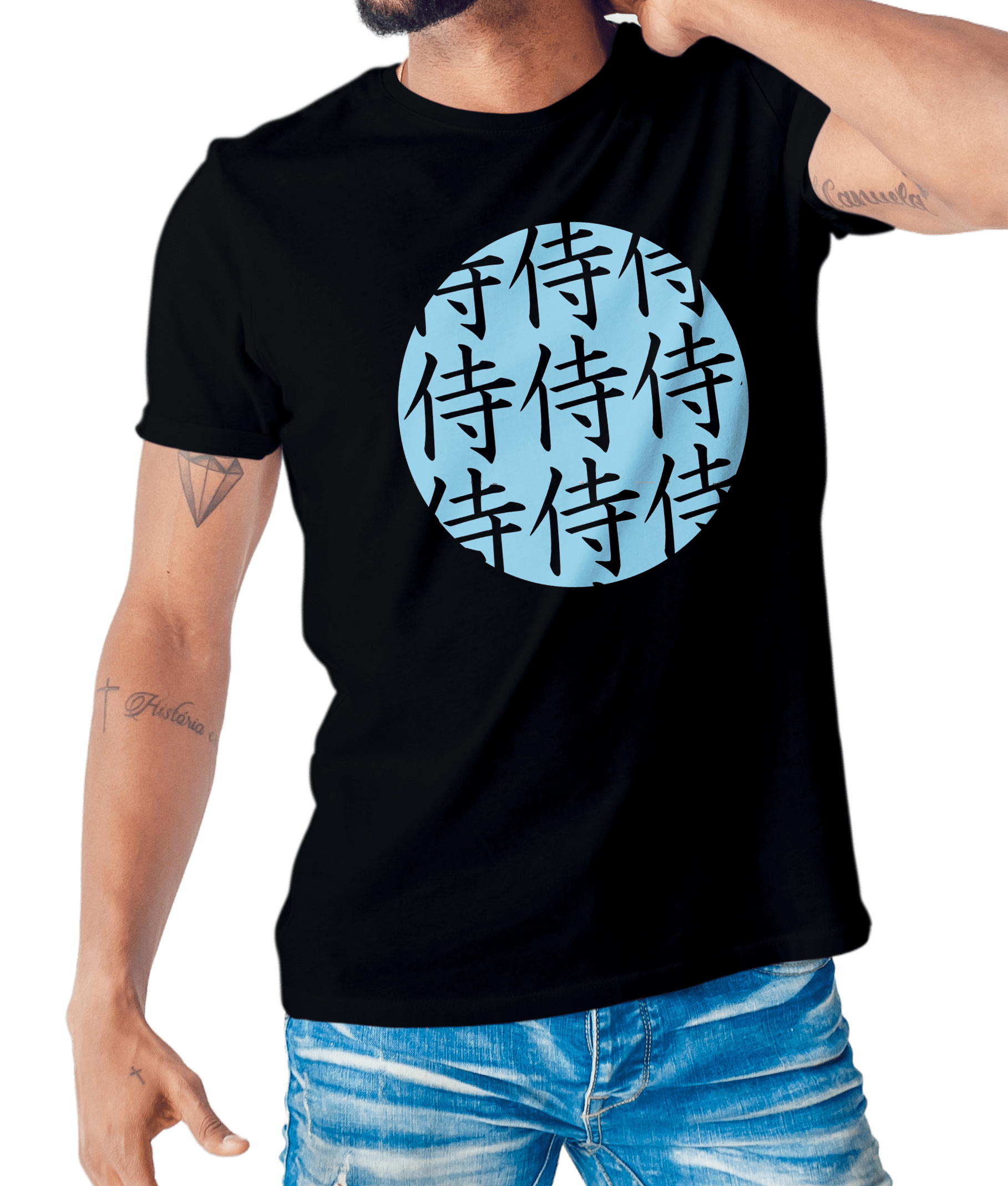 Blue Samurai men’s round neck black regular fit tshirt