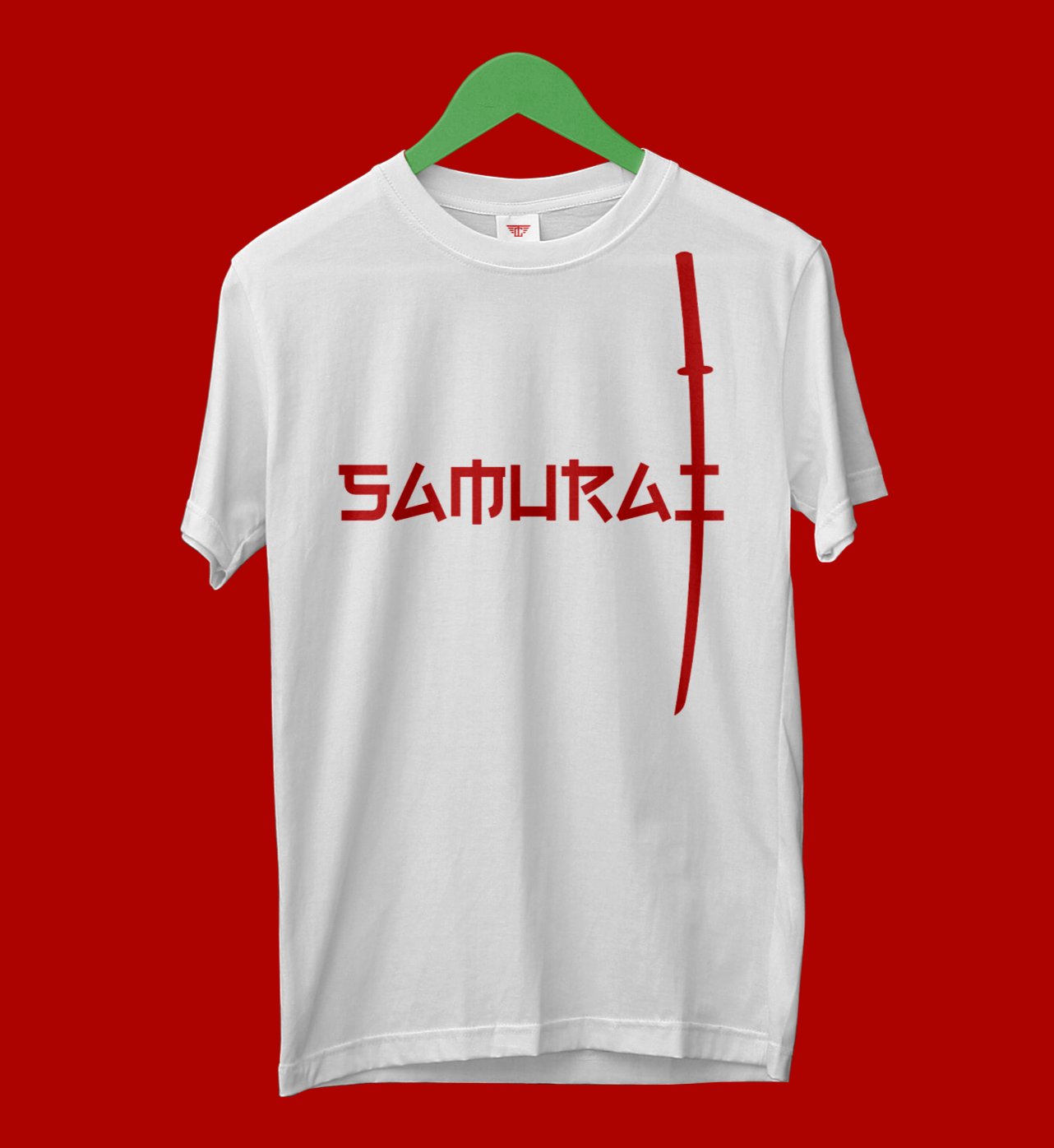 Samurai men’s round neck white regular fit tshirt