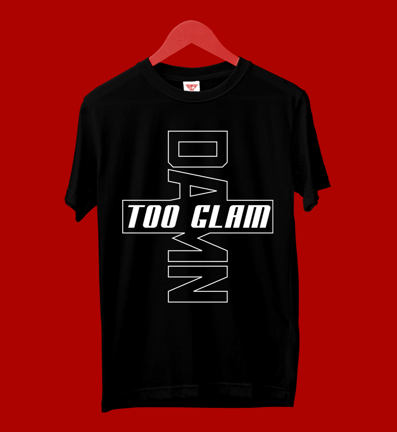 Damn Too Glam men’s round neck black regular fit tshirt